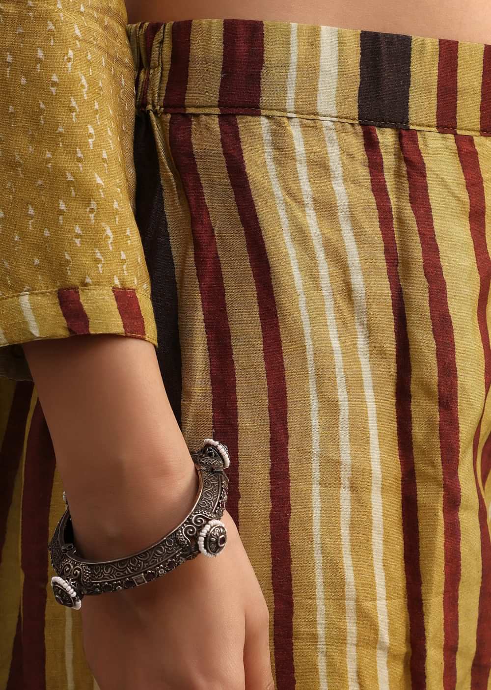 Mehendi Green Ajrakh Printed Kurta Set With Leheriya Dupatta