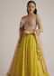 Yellow and Mauve Embroidered Lehenga Set With Net Dupatta