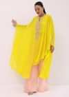 Yellow And Peach Georgette Kurta Palazzo