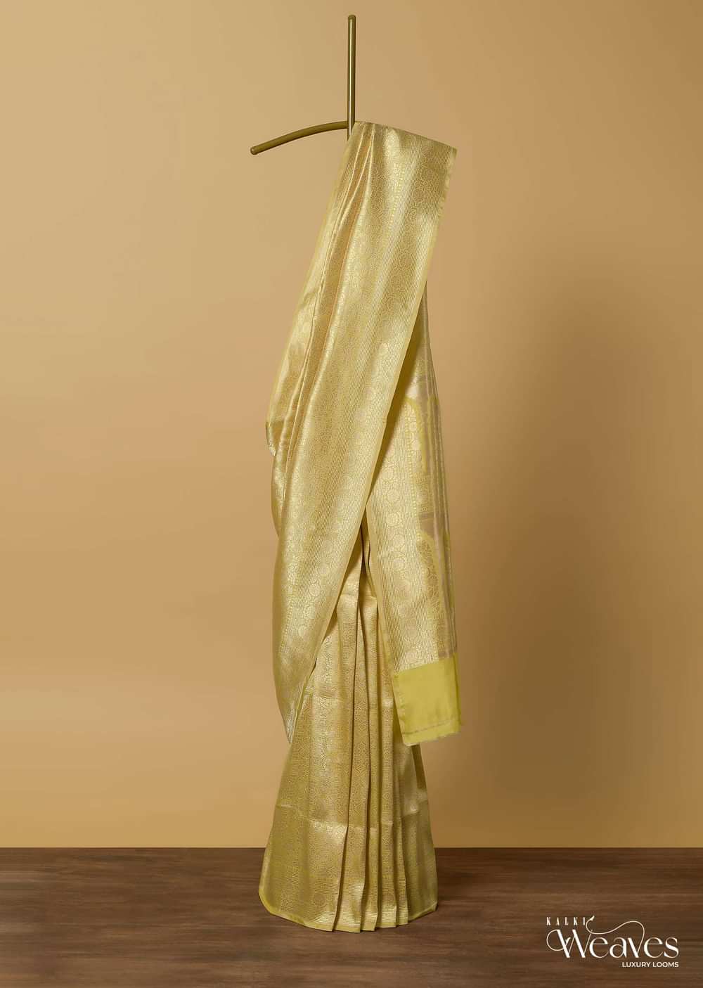 Yellow Banarasi Katan Silk Saree With Unstitched Blouse Piece