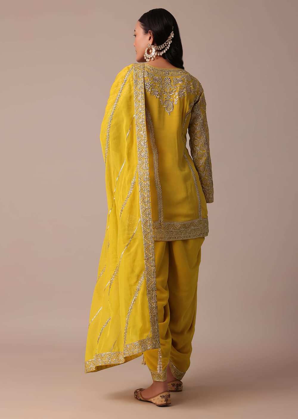 Yellow Dhoti Set With Gota Patti Work Kurta