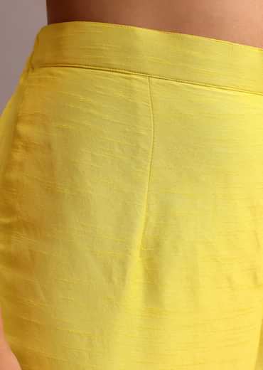 Yellow Embroidered Anarkali Pant Suit With Net Dupatta Yellow Embroidered Anarkali Pant Suit With Net Dupatta