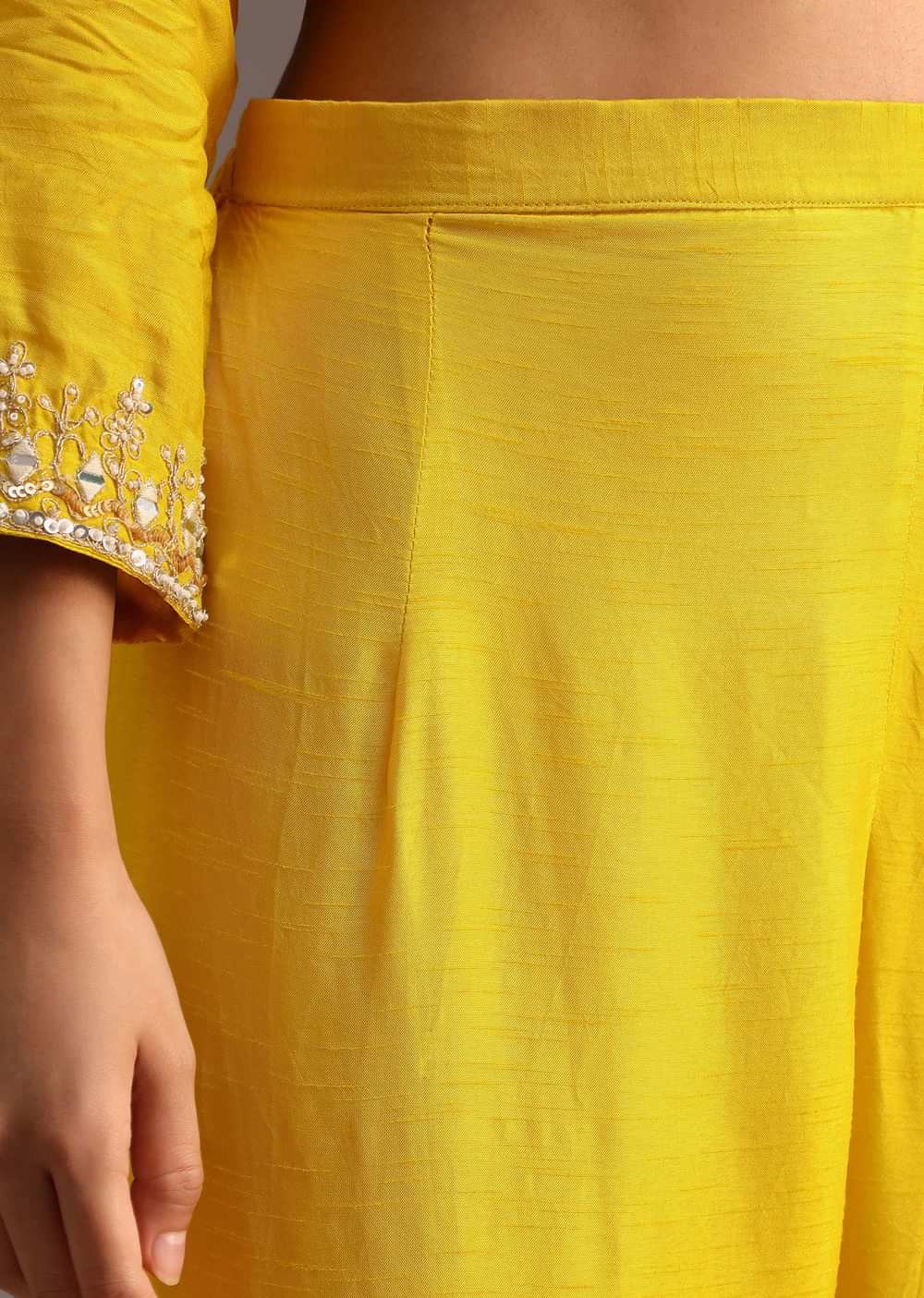 Yellow Embroidered Kurta Set With Chanderi Dupatta