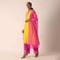Yellow Embroidered Kurta Set With Organza Dupatta And Gota Patti Work