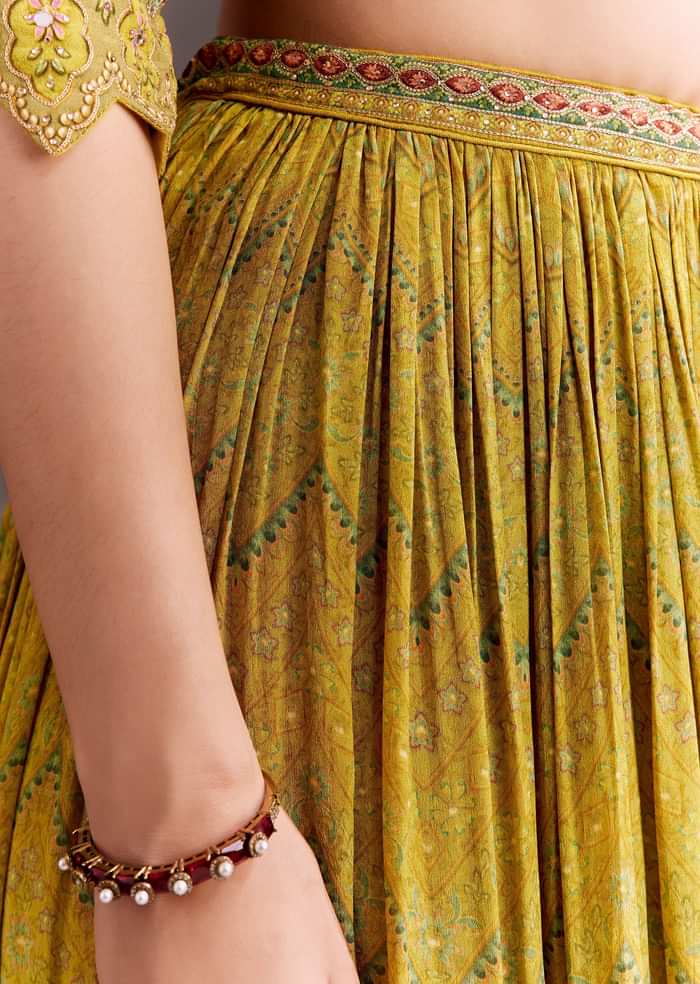 Yellow Embroidered Palazzo Suit