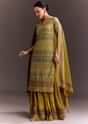 Yellow Embroidered Palazzo Suit