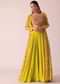 Yellow Fusion Jacket And Palazzo Set With Mirror Work