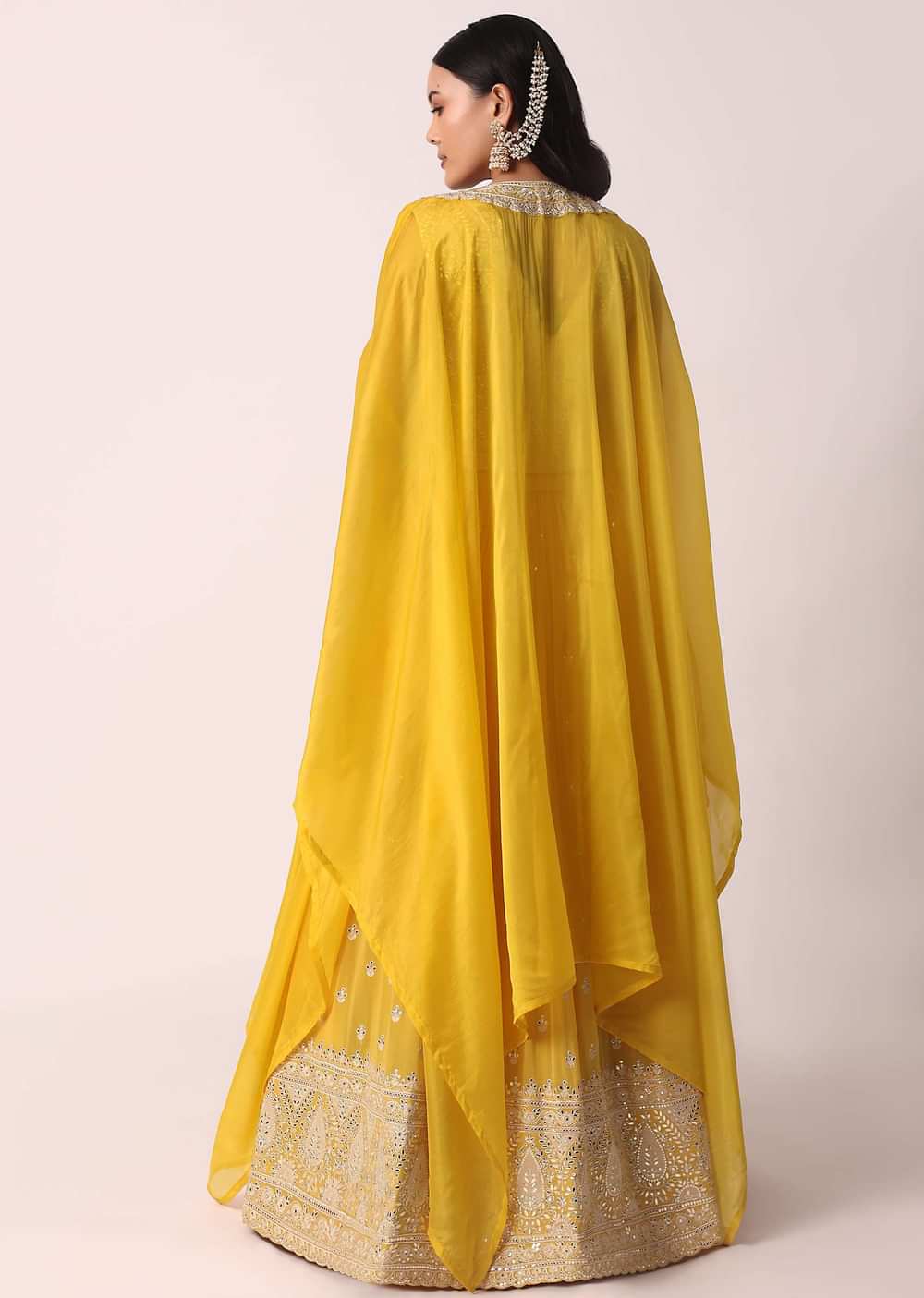Yellow Gota Patti Lehenga Set With Jacket