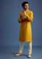 Yellow Hand Block Printed Kurta Set With Foil Work