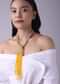 Yellow Hue Glass Tassel Tie Necklace In Glass Beads