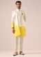 Yellow Jacket And Ombre Kurta Set With Dupatta in Silk