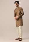Yellow Kurta Set In Cotton Silk With Multi Color Floral Prints