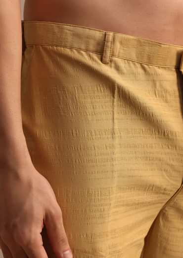 Yellow Kurta Set With Thread And Mirror Embroidered Jacket