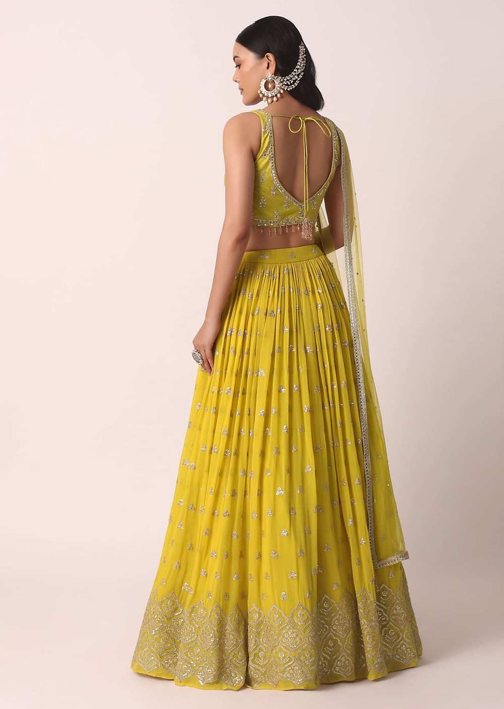 Yellow Lehenga Set With Embroidered Blouse