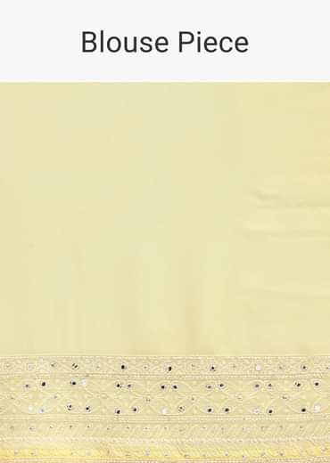 Yellow Lucknowi Chikankari Sequin Saree With Unstitched Blouse Piece