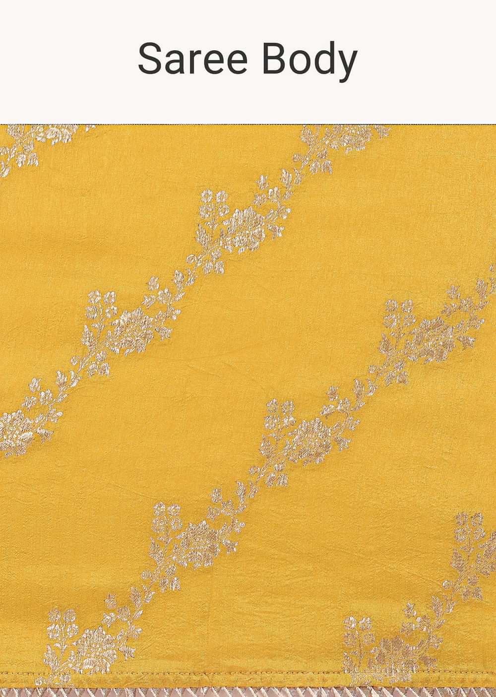 Yellow Lurex Dola Saree With Gold Beaded Embroidered Stitched Blouse