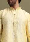 Yellow Men Kurta Set With Threadwork