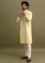 Yellow Men Kurta Set With Threadwork