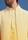 Yellow Ombre Silk Kurta Jacket Set With Zardozi Work