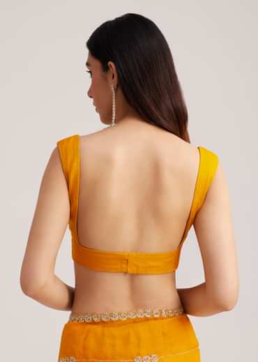 Yellow Organza Saree With Cutdana Embroidery