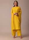Yellow Pant Set In Chiffon With Sequin Work Kurta
