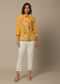 Yellow Pant Set With Embroidered Shirt