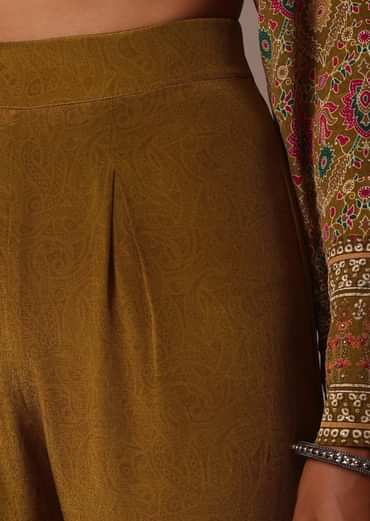 Yellow Printed Chiffon Sharara Set With Stone Work Kurta