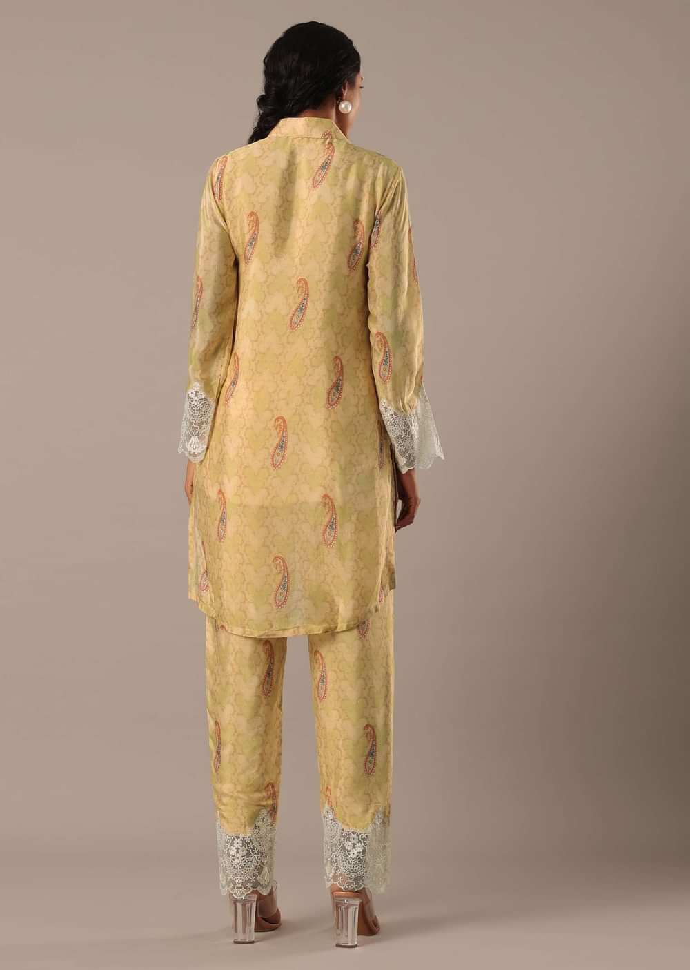 Yellow Printed Kurta Set With Embroidered Detail