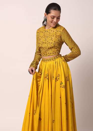 Yellow Printed Skirt Set
