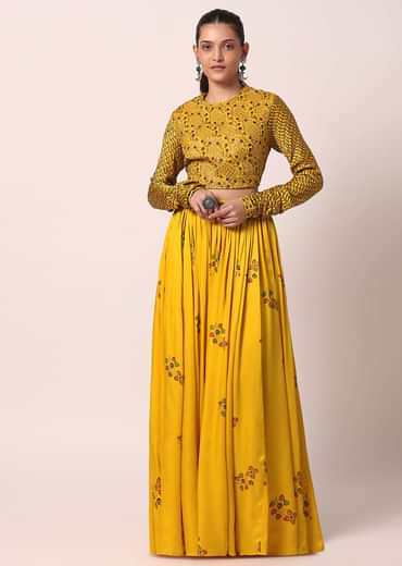 Yellow Printed Skirt Set
