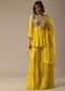 Yellow Sharara Set With Embroidered Peplum Top And Dupatta