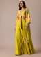 Yellow Silk Indo Fusion Set With Sling Bag