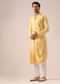 Yellow Silk Jacket And Cowl Draped Kurta Set