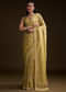 Yellow Tissue Saree With Zardosi And Red Stone Embroidery