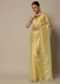 Yellow Tissue Silk Saree With Bead Work And Unstitched Blouse Piece