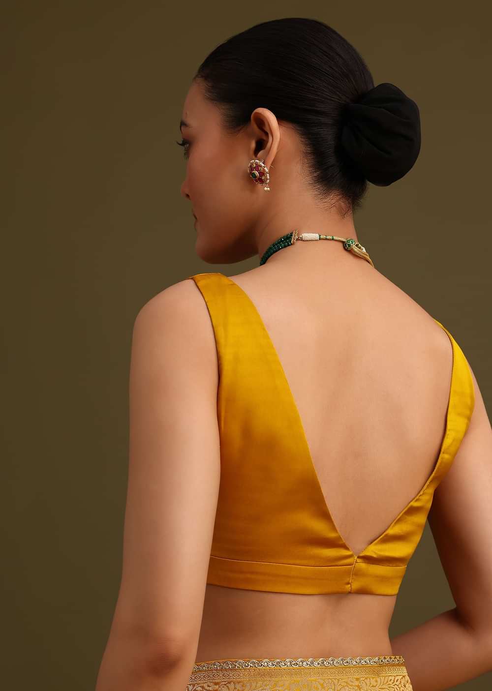 Yellow Zari Weave Saree With Unstitched Blouse