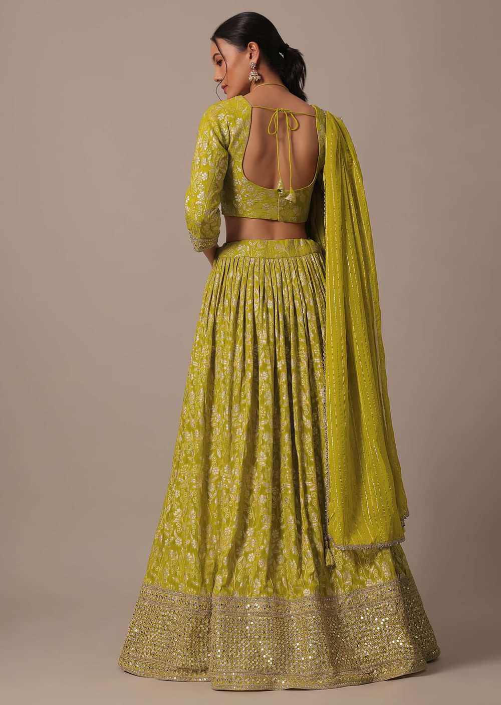 Green Chanderi Lehenga Set