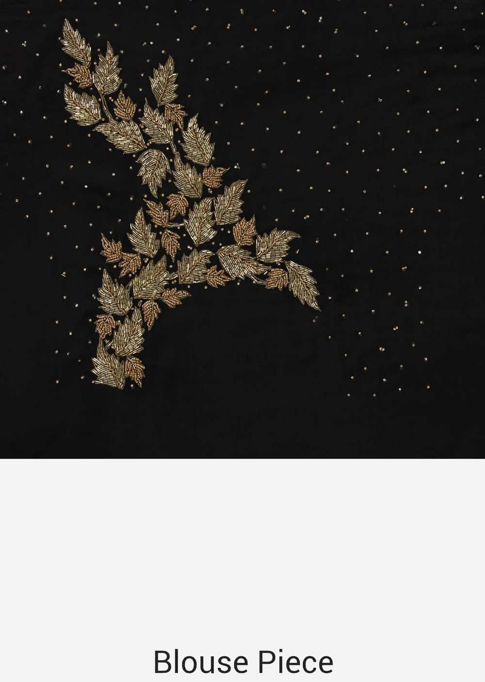Zed black saree features in chiffon with leaf motif border only on Kalki