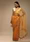 Zinnia Yellow Saree In Organza With Lehariya Print And Gotta Embroidered Scallop Border